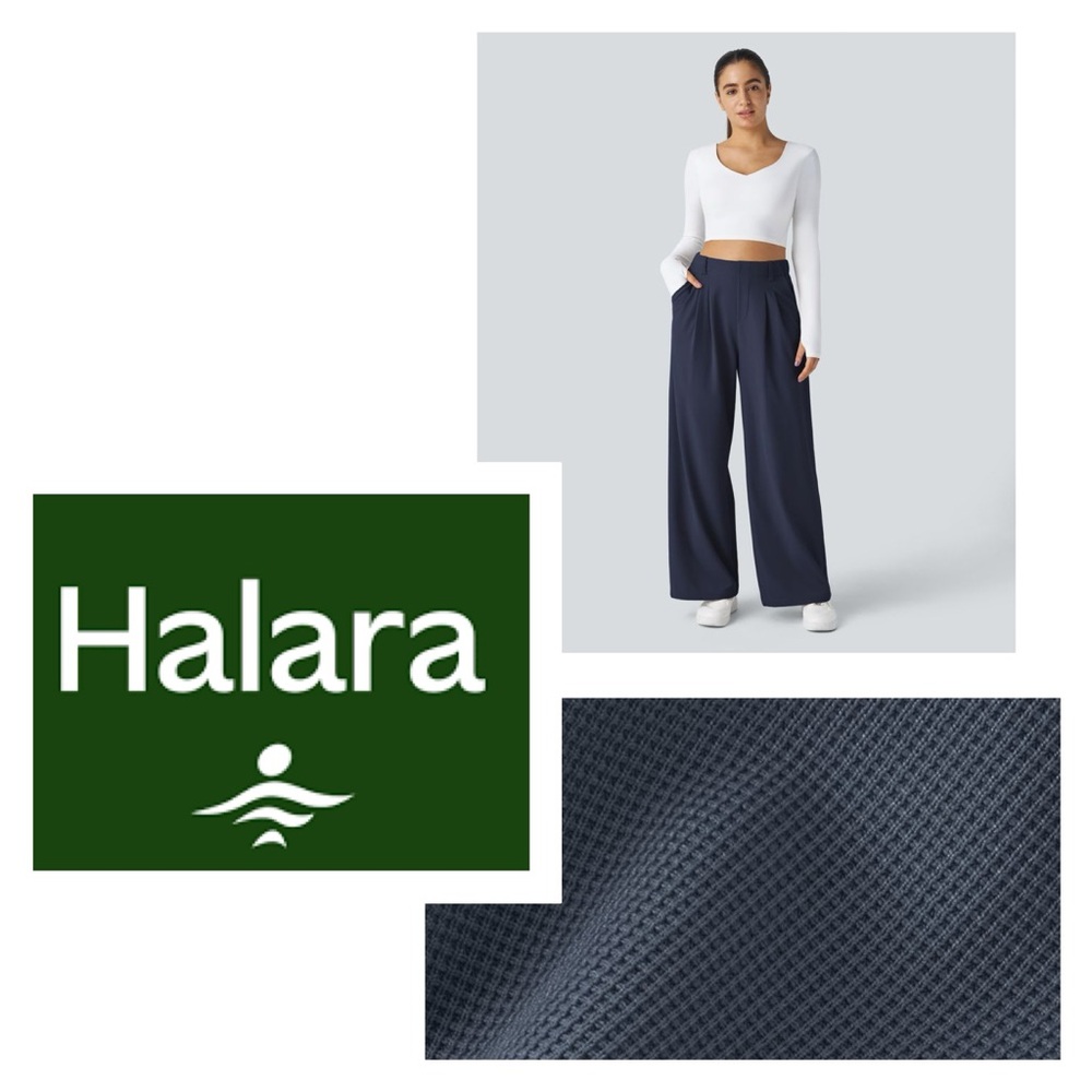 HALARA Blue Halara Flex™ High Waisted Side Pocket Wide Leg Waffle Work Pants